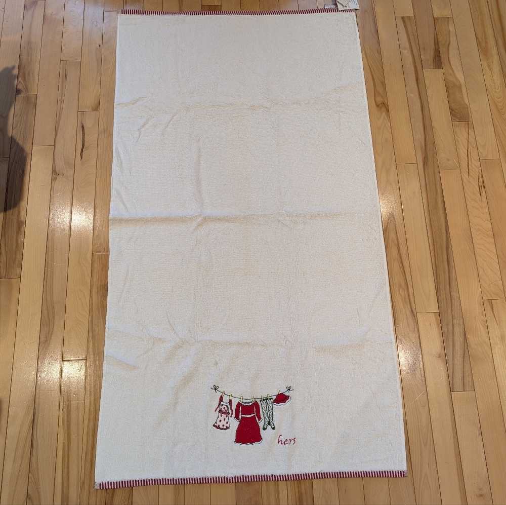 Holiday Hers Bath Towel with Red Mrs. Claus Embroidery